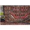 Image 2 : 100% hand made Iranian wool carpet runner "Hamdan" with red background, geometric design and highlig