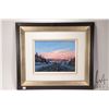Image 2 : Kelvin Sawatsky framed acrylic on canvas painting of a winter highway with pink sky, artist signed 1