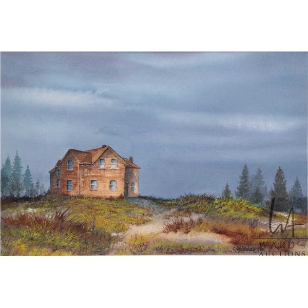 Jim O. Painter signed watercolour, titled on verso "Beaumont House" , 10" X 15"