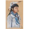 Image 1 : Jensen, framed pastel portrait of a young Indigenous girls, artist signed 16" X 10"