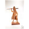 Image 1 : Hand carved wooden warrior with spear, 19" in height