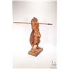 Image 5 : Hand carved wooden warrior with spear, 19" in height