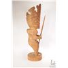 Image 3 : Hand carved wooden sculpture featuring warriors, one Tiki style 22" in height, signed by artist "F. 