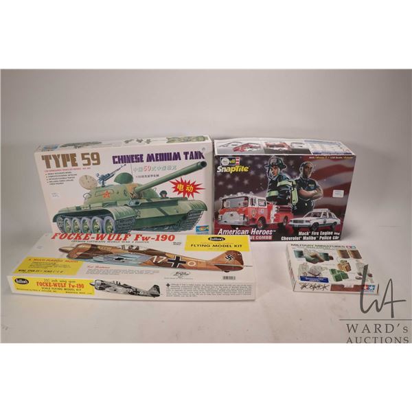 1: 35 scale Tamiya military miniature Jerry Can balsa modeling kit, Guillow's Focke-Wulf FW-190 bals