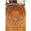 Image 1 : 100% hand made Iranian wool carpet "Kashan" with center medallion, burnt orange background, highligh
