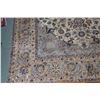 Image 2 : 100% hand made Iranian wool carpet "Esfahan" with center medallion, cream and soft blue background, 