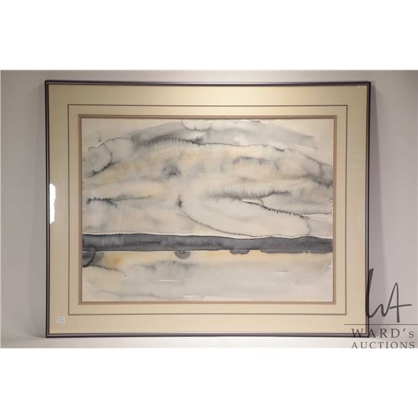 Dalby, framed original watercolour abstract landscape, artist signed 21" X 29". Note: Not available 