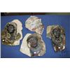 Image 1 : Four hand made clay mask, initalled by artist JD, each approximately 16" X 12". Note: Not available 