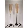 Image 1 : Two vintage lamps with vellum style shades, each 26" in height. Note: Not available for shipping. Lo