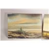 Image 2 : Richard Dixon, three unframed acrylic on board painting of Alberta skylines, artist signed,  each 9"