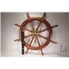 Image 2 : Wooden ship's wheel with brass hub, 36" in diameter. Note: Not available for shipping. Local pickup 