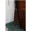 Image 1 : A selection of seven antique split cane fishing rod, four of them fitted with reels