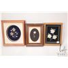 Image 1 : Three framed moose tufted flowers including two 9 1/4" X 7 1/4" and one11" X 9 1/2", overall dimensi