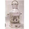 Image 2 : Two vintage ship's lanterns including larger painted and small one marked "Bow Light"