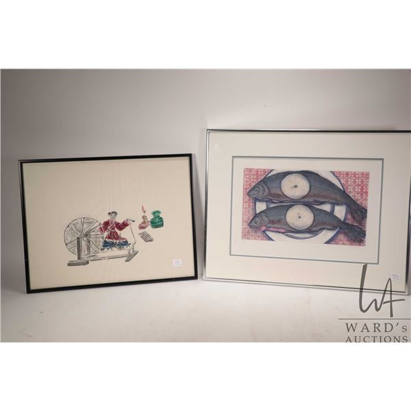 Cathy Ross framed limited edition print of fish on platter, 21/30, pencil signed by artist, overall 