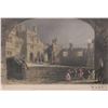 Image 1 : Antique hand coloured engraving titled "The Court of Haddon Hall" overall dimensions including frame