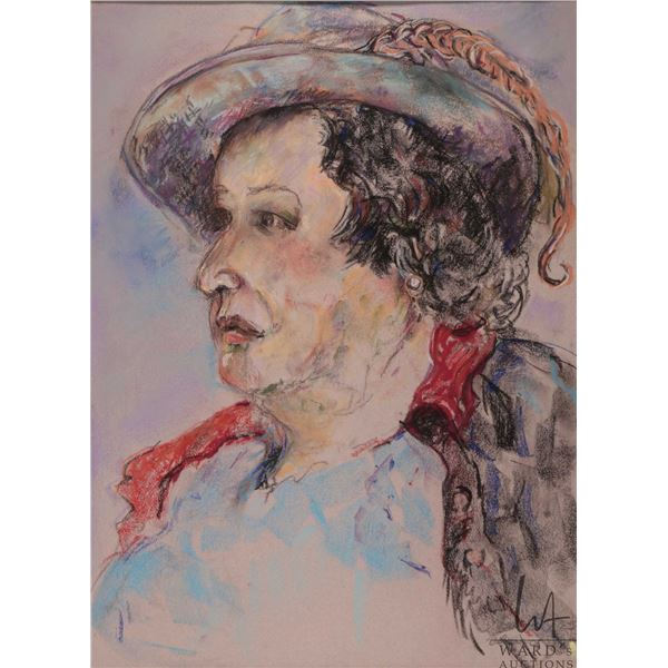 Velma Heath, artist signed pastel on paper drawing, titled on verso "Portrait of Woman", 21" X 15 1/
