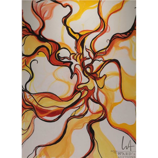 Velma Heath, artist signed watercolour painting, titled on verso "Fire" and dated Nov. 2008, 29" X 2