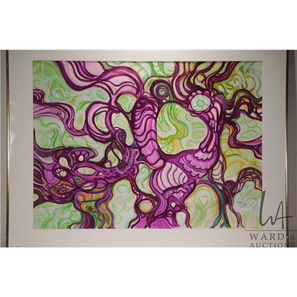 Velma Heath, artist signed watercolour painting, titled on verso "Purple Monster" dated Apr. 23 2010