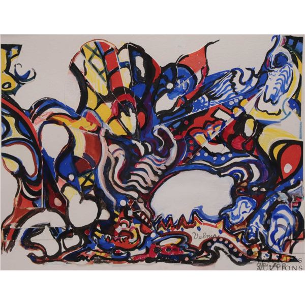 Velma Heath, artist signed untitled abstract watercolour painting, dated Apr. '08, 9" X 12"