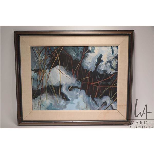 Velma Heath, framed acrylic on canvas, titled on verso "Spring Ice", artist signed, 17 1/2" X 23 1/2