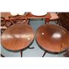 Image 2 : Two vintage round mahogany side tables with pie crust edge on turned pedestal supported by three cab