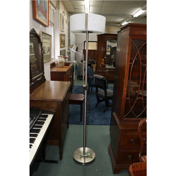 Quality modern stainless steel floor lamp with glass diffused shade and mid height reading lamp, wor