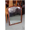 Image 1 : Antique flame mahogany framed mirror Note: used to be attached to a piece of furniture, 26" X 20"