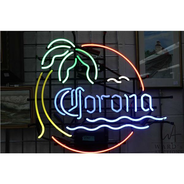 Genuine Neon sign "Corona", 24" X 25", working at time of cataloguing. Note: Not available for shipp