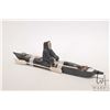 Image 1 : Inuit soapstone carving of a hunter in his kayak with his catch on board, paddles and spear, no sign