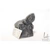 Image 1 : Hand carved Inuit soapstone of an ice cutter, with Eskimo Art label by artist Lucassif Echalook, Inu