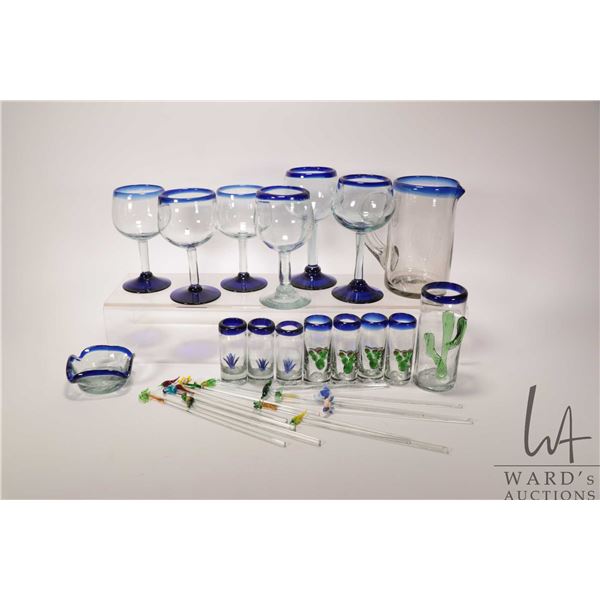 Roselift Height Dos Sueno Mexico glassware including six assorted height goblets, six shot glasses, 