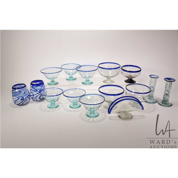 Roselift Height Dos Sueno Mexico glassware including ten assorted pedestal ice cream bowls ranging f