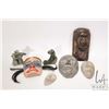 Image 1 : Selection of carved wood and stone masks including west coast painted mask signed Betty Jo, Suquamis