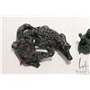 Image 2 : Piece of natural botryoidal malachite and a hand carved gemstone crystal in the shape of two crocodi