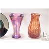 Image 3 : Five pieces of art glass including 6 1/2" high Alta Glass brown mottled glass, signed 6 1/2" pink ir