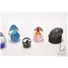 Image 3 : Seven art glass paperweights including at least one signed plus a soapstone egg