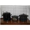 Image 1 : Seleciton of enamel canning cookware including two with jar galleys and one with funnel top 14" in h