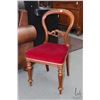 Image 1 : Antique mahogany framed balloon back chair with velvet upholstery. Note: Not available for shipping.