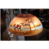 Image 5 : Cast metal lamp with reverse painted glass shade featuring Southwestern designs and appaloosa horses