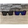 Image 1 : Oversized Flat Top Mirrored Sunglasses - 4 Pairs - 2 x Black, 2 x Blue - New