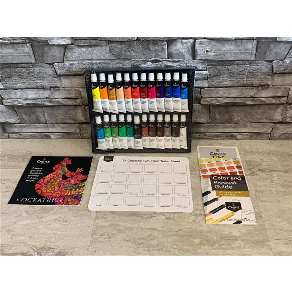 Castle Arts Premium Quality Gouache Paints - 24 x 12ml - New