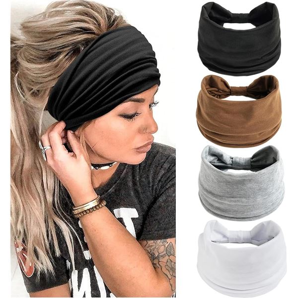 Wide Headbands for Women - 4 Pack - Assorted Colours - New