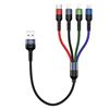 Image 1 : Multi Charging 4 in 1 USB Charge Cord - Braided Nylon - Short 1FT - 2 Pack - New