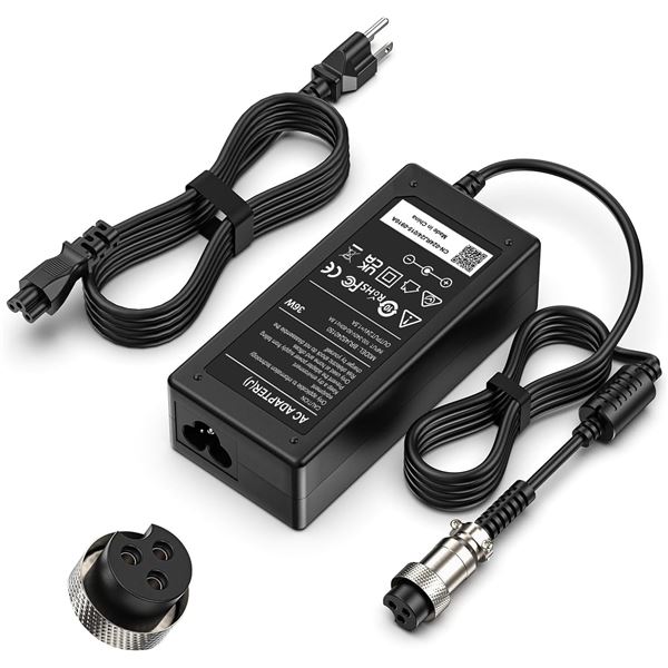 24V 1.5A 36W Charger Compatible with 3-Prong Power Supply Cord - New