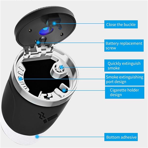 Portable Ashtray with Lid - Black - New