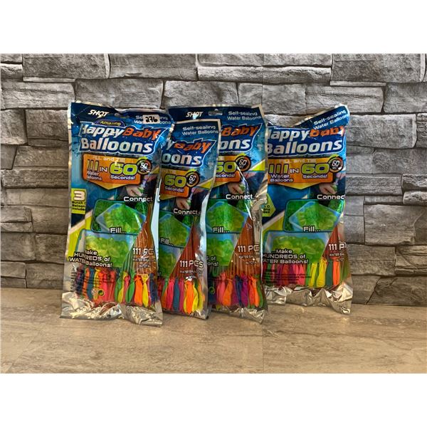Lot of 4 Shot Happy Baby Water Balloons - 111 Pcs ea - New