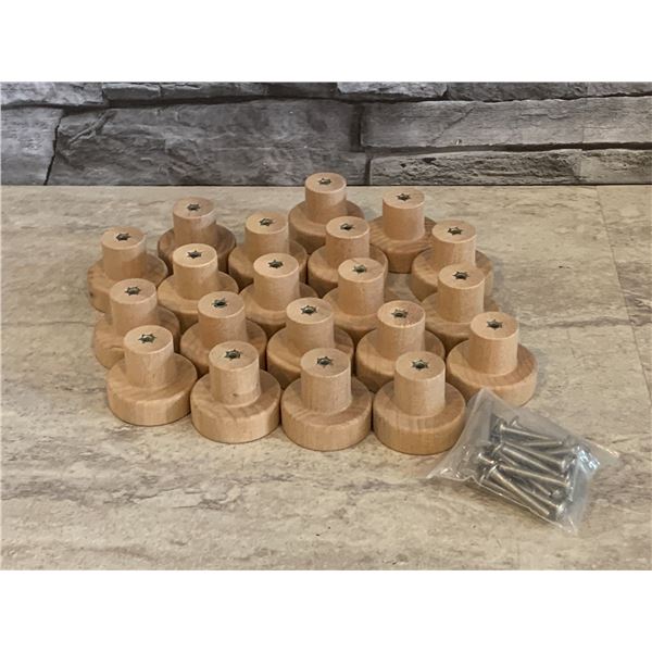 Wooden Round Knobs Hardware - 20 Pcs - 3cm - New