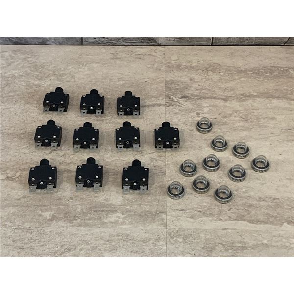 Circuit Breaker Push Button Reset with Transparent Waterproof Button Cap - DC 32V - AC125-250V - New