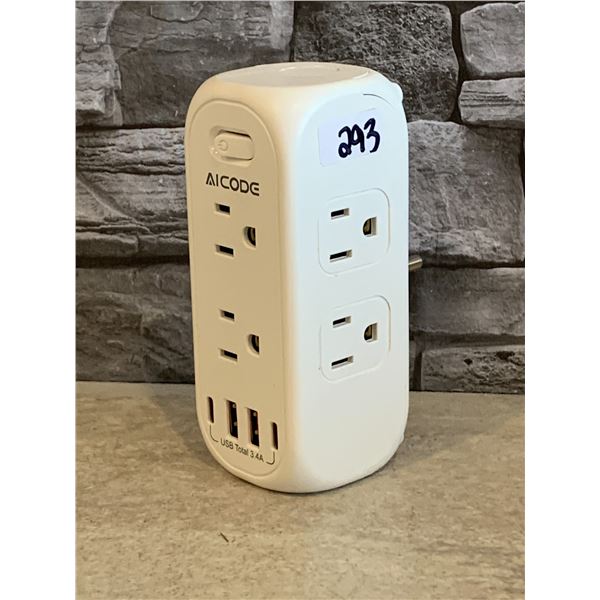 Power Bar/Block with USB & USB C - Model #:ZN-MG6A2U2C-T - White - New